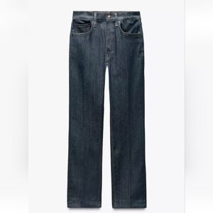 Zara ZW Collection High Rise Bootcut Cropped Jeans - Dark Blue